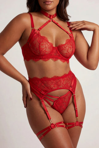 Women's lingerie set four pieces - AUDACIOUS Red 