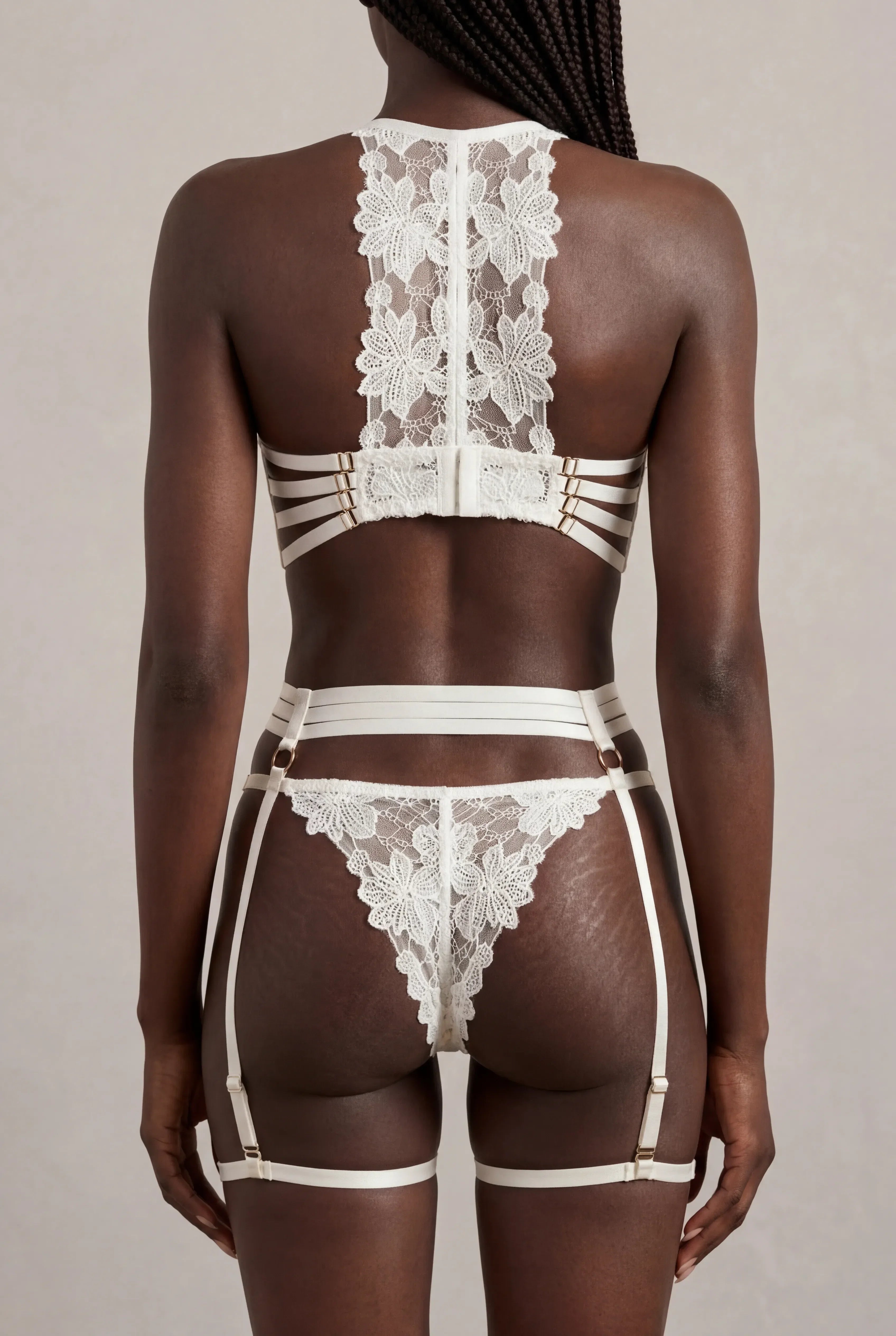 Suspender belt + thigh straps - JOLYE White