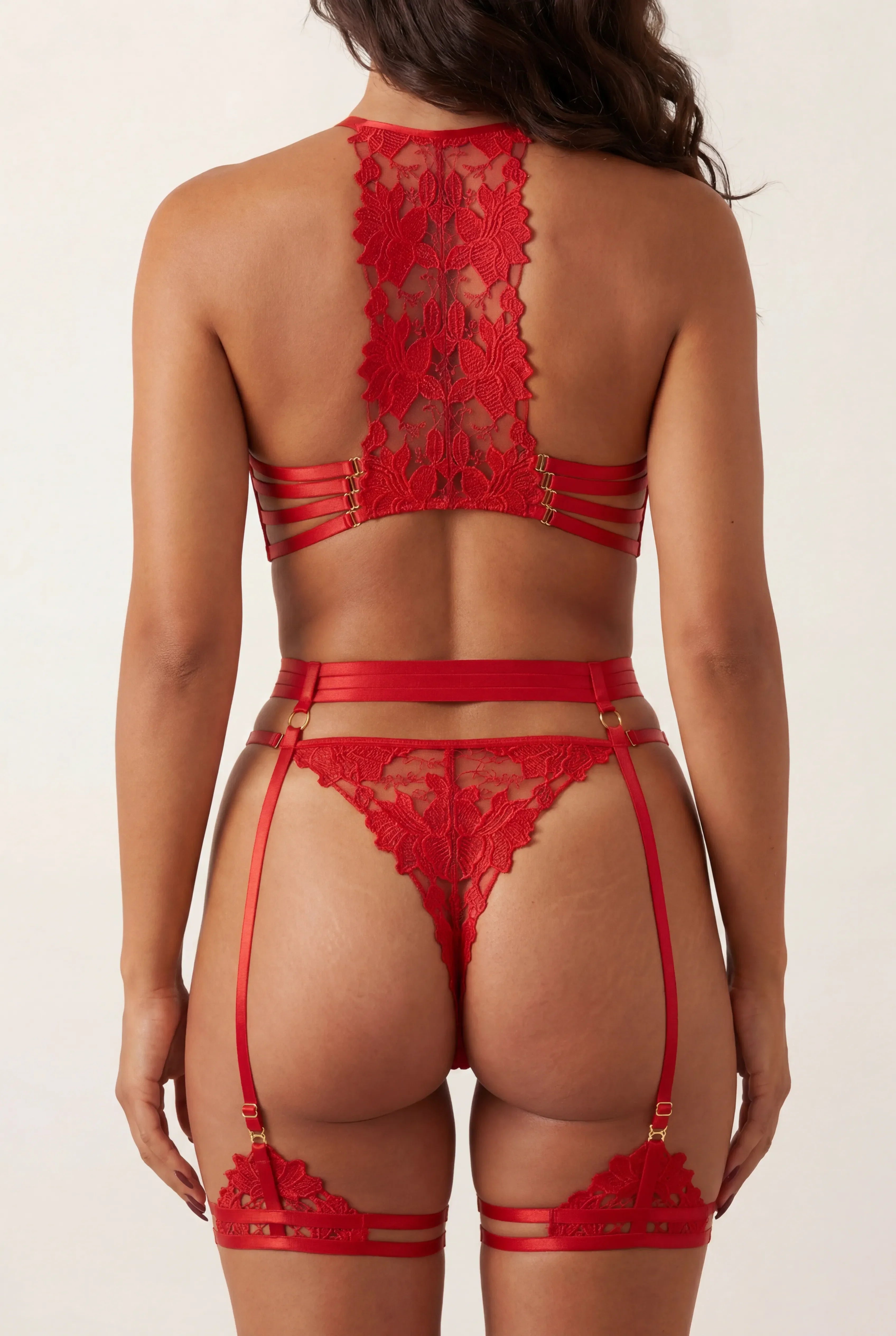 Suspender belt + thigh straps - JOLYE Red